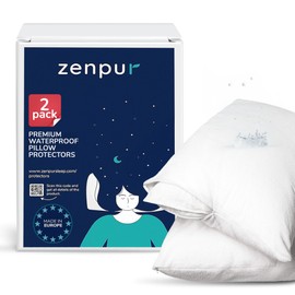 ZenPur Pillow Protectors Waterproof (2 Pack) - Zippered Pillow Cases 40x80cm - Breathable, Hypoallergenic, Anti-mite, Antibacterial - BI-OME treated Pillowcase - Made in EU