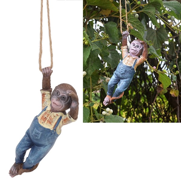 HEITIGN Swinging Monkey Figurine, Tree Hanging Cute Monkey Statues for