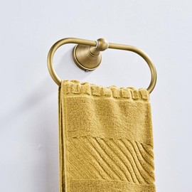 Celbon Antique Brass Oval Towel Ring 8.26'' /21cm Bathroom Towel Hanger Cabinet Towel Holder for Bathroom Kitchen Accessories Wall Mounted (Brush Bronze)