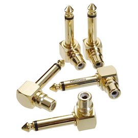 CablesOnline, 5-Pack RCA Female Jack to 1/4" Mono Male Plug Right Angle Gold Audio Adapter, (AV-A21MR-5)