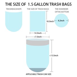 2.5 Gallon Trash Bags With Drawstring, 100 Pcs Trash Can Liners, Blue Strap Bathroom Garbage Bags Tighten Quickly Pack Garbage, Quick Cinch of the Drawstring