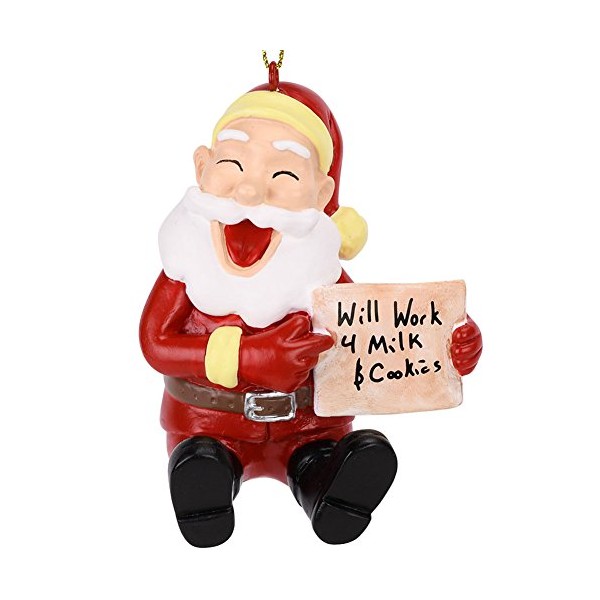 Tree Buddees Will Work for Milk and Cookies Funny Santa
