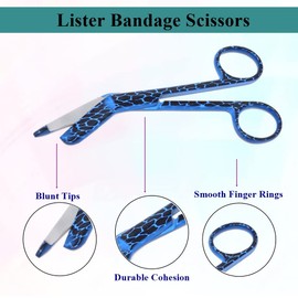 Nurse Bandage Lister Scissors + Hemostat Forceps 2 Pcs Set Made of Stainless Steel 5.5" Ideal for Doctors, Veterinary Vet Tech Nurse Gift, EMS, Students, in Colorful Patterns (Blue Viper)