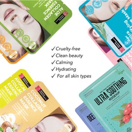 Innerest Original Derma Beauty Collagen Face Masks 36 PK Deep Purifying Charcoal Face Mask Skin Care Sheet Masks Set for Beauty & Personal Care Korean Face Mask