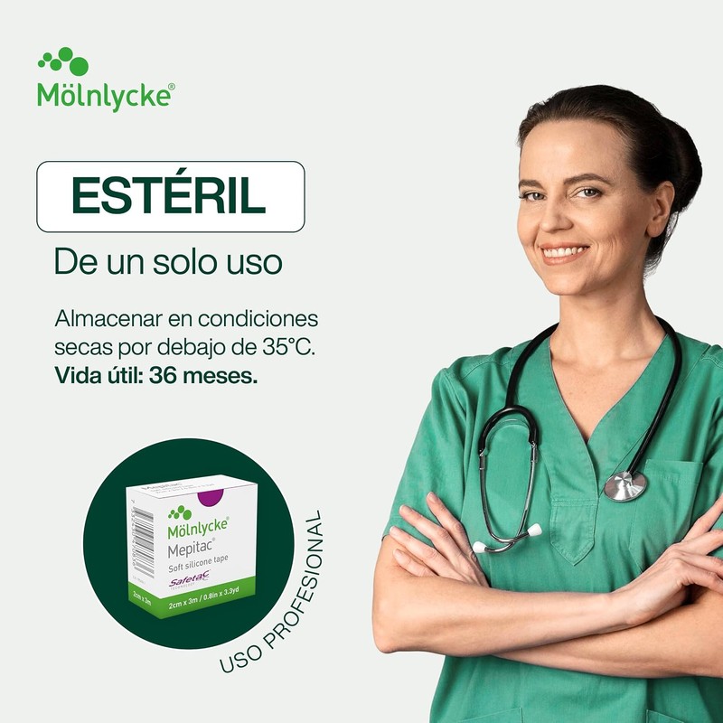 Mepitac 2 cm x 3 m Cinta De Silicona Para