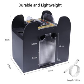 Dorkis Barajador de Cartas, Barajador de Tarjetas Automático de 6 Barajas, Mezclador de Cartas de Plástico a Pilas, Barajador Automático de Cartas con Línea USB