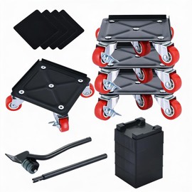 NYXOVA - Juego de ruedas para mudanzas de muebles, herramienta de metal resistente para elevación de muebles de 1750 libras, 5 ruedas con ruedas girat
