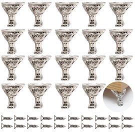 Bivethoi 20Pcs Antique Silver Decorative Feet, Zinc Alloy Retro Wooden Box Legs Corner Protector for Jewelry Case Furniture Fittings (1 inch)