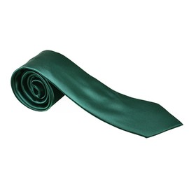 Mens Formal Tie Wholesale Lot of 5 Mens Solid Color Wedding Ties 3.5" Satin Finish (Hunter Green)