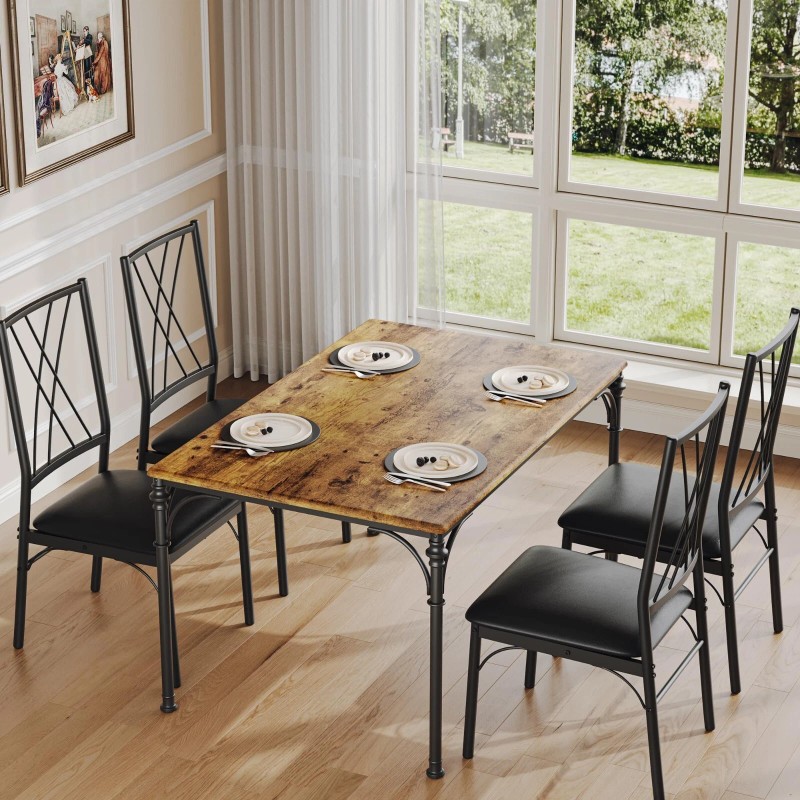 Jojoka Dining Set Table with Upholstered Chairs for 4, Small