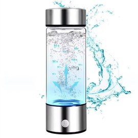 Generic Hydrogen Water Bottle Generator, Portable Ionizer USB Quality Filter, Stormproof Water Bottle, Stainless Steel Drinking Water Bottle, Built-in Timer and LED Light, Stainless Steel, Silver