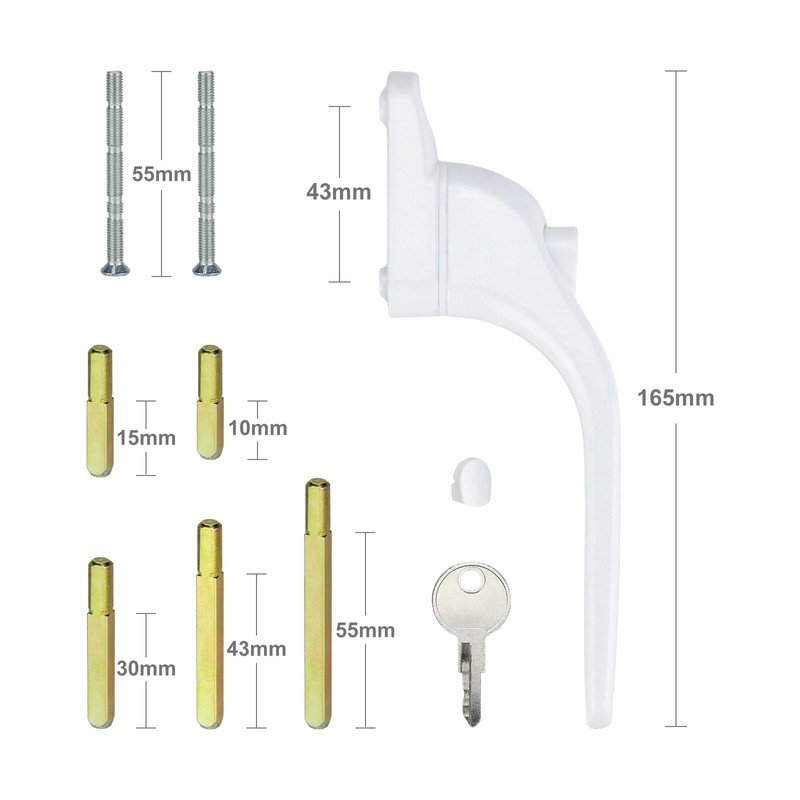 2Pcs Window Handles with Multi-Spindle, Window Locks Kit Double Glazing