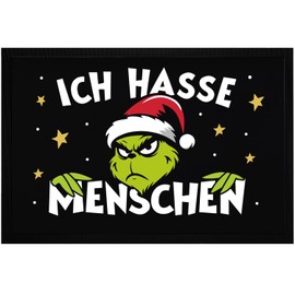 MoonWorks® Doormat Christmas Grinch No People Anti Christmas Decoration Christmas Muffler Non-Slip & Washable Black 60 x 40 cm