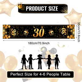 Table Runner for 30th Birthday Black Gold Happy 30th Birthday Table Runner for 30th Birthday Man and Woman Your Birthday Anniversary Celebration Party Dinner Table Decoration Tablecloth Decoration for