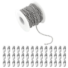 Topacket 66Feet Ball Bead Chain Black Stainless Steel Dog Tag Chain with Matching Connectors for Jewelry Making Necklace Hanging Bracelets Keychain(2.4mm)