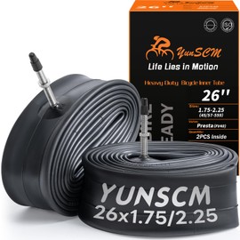 YunSCM 2pcs,26 2.125 Tube Thick,Presta Valve 48mm Best Choice for High Rim,26x1.75/2.25 Tube,Bicycle Tube 26 1.75,Bicycle Tube 26 1.95