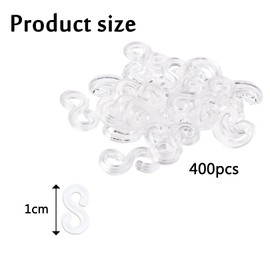 400pcs S Clips Loom Bands Clips Rubber Band Kit Plastic Connectors,Clear Loom Bands S Clips,Suitable for Craft Making DIY Bracelet Woven Connector Necklace Jewelry Accessories