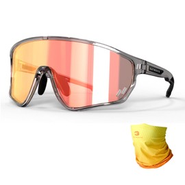 GATMOVE Cycling Glasses, Self-tinting with Orange/Red Gradient, Photochromatic Sports Sunglasses, UV400, Polycarbonate Lenses, Ultralight for MTB/Cycling (Unisex Men & Women)