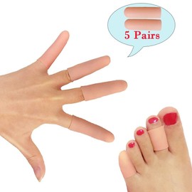 Gel Zehenkappen, Atmungsaktive Zehenschutz, Neues Material, Silikon Zehenschutz für Blasen, Hühneraugen, Eingewachsene Zehennägel, Schmerzlinderung durch Reibung und mehr (10 Stück Beige)