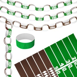 TaoBary Football Party Decorations Football Hanging Decorations 240 Pcs Paper Chain Strips 1 x 8 Inch Green Brown DIY Folding Strips with Double Sided Tape for Sports Theme Birthday Party Game Day