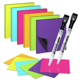 Reusable Magnetic Sticky Notes – 30 Pack 3x3 Dry Erase Magnets with 2 Markers, Magnetic Labels for Whiteboard, Fridge, Locker, Cabinet, Door, Office & Classroom Supplies