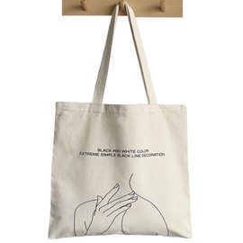 Aatpuss Jute Bag Printed Vintage 100% Cotton, Fabric Bag, Canvas Fabric, Large Capacity Suitable for Shopping, Travel and School Walking, White (white 2)