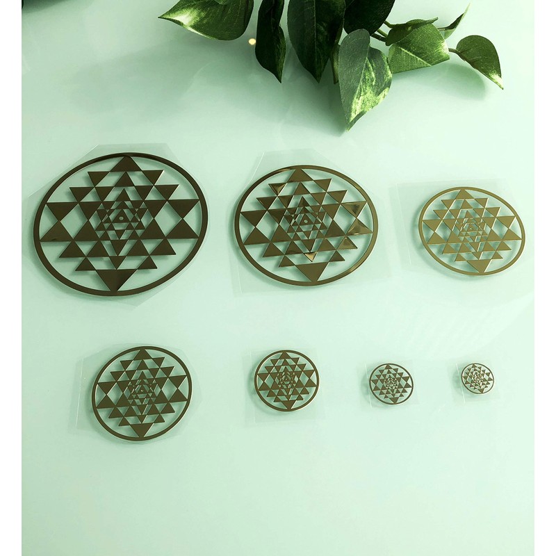 RELIGHT Shri Yantra Sticker Sticker Metal Sacred Geometric Orgonite Decor