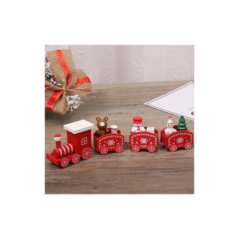 1 PC Christmas Train, Painted Wooden Christmas Train Decoration, 4