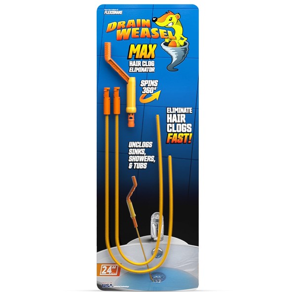 FlexiSnake Drain Weasel MAX Sink Snake-Drain Clog Remover Kit Includes
