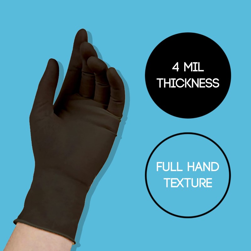 ASAP Black Nitrile Powder Free Examination Gloves, Disposable, 4 mil,