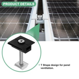 M METERXITY 12-Pack Solar Panel Mount Mid Clamps 45mm t Center Clips Corrosion-free Aluminum Anodized Solar Panel Center Clamp for Roof/Wall/Boat/RVs Solar Panel Mounting Brackets [Black]