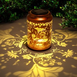 YISITEONE Frog Outdoor Solar Lanterns, Garden Waterproof Metal Hanging Decor Lights for Patio Yard Pathway Lawn Front Porch, Birthday Gardening Gifts for Women Mom Grandma