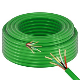 Enough 14AWG 100FT 6 Way Trailer Wire Harness - Green Sheath 6X Individually CCA Round Conductor for Trailers, RVs, Hook-up Cable, Hitch Tow