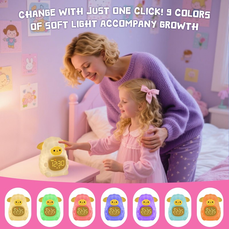 Alarm Clock Child Girl, Alarm Clock with Night Light for