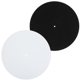 MBAIYO Record Player Mat, 2pcs Turntable Slipmat, 12Inch Felt Protective Platter Mat,Anti-Slip Static Pad for Home Vinyl Record Players(Black and White)