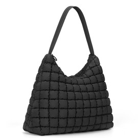 HiTotes Quilted Shoulder Bag for Women Puffer Hobo Handbag Nylon Tote Bag Lightweight Puffy Handbag Everyday Carryall Tote