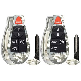 2X New Camouflage Entry 6 Buttons Remote Start Car Key Fob Fobik Shell / CASE Remote IYZC01C for Commander Grand Cherokee. - (No Electronics or Chip Inside)
