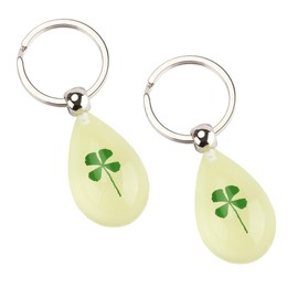 2PCS Glow in the Dark Key ring Lucky 4-Leaf Clover Simulated Resin Keychains Perfit Gift to Catch the Luck