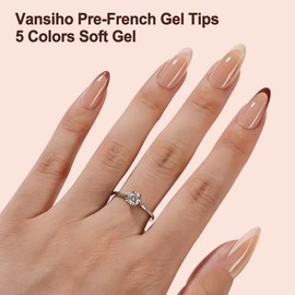 150 puntas de uñas de gel francesas en almendra, puntas de uñas medianas, puntas prefrancesas para presionar sobre uñas, uñas postizas acrílicas para 