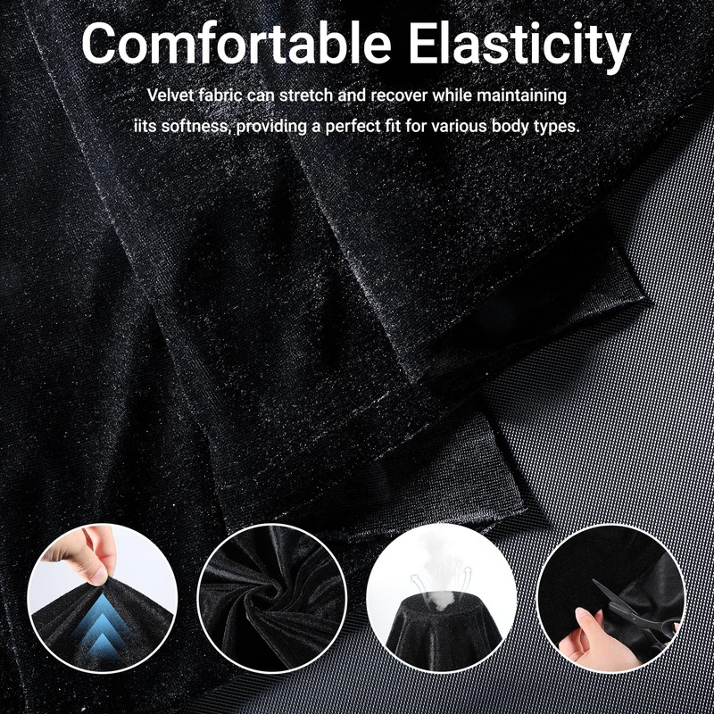 Black Velvet Fabric 63 Inch Wide, Stretch Velvet Fabric by