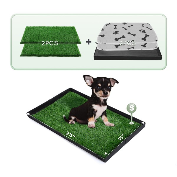 HQ4US 4LEGS Dog Grass Pad with Foldable Dog Litter Box,Small