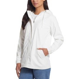Weatherproof Vintage Womens Lightweight Waterproof Hooded Rain Slicker (White, X-Large)