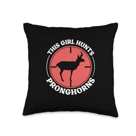 Awesome This Girl Hunts Pronghorns For Pronghorn Hunting Fan Throw Pillow