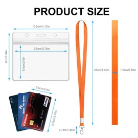Vicloon Vicloon Kartenhülle mit Lanyard, 10 Stück Wasserdichte Ausweishülle, Weiche, Transparenter PVC Ausweishülle mit Farbe Schlüsselband, Kartenhalter für/Geschäfts/Messe/Schulen(Horizontal)