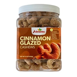 Alimentec Caramelized Cashew Nuts with Cinnamon 16 Oz | Gourmet Artisan Flavor | Natural Ingredients | Premium Packaging
