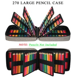 JAKAGO Pencil Case with 90 Large Elastic Compartments - Holds up to 270 Pencils, Crayons or Gel Pens - Ideal for Artists (Grey)