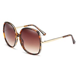 Freckles Mark Oversize Square Sunglasses Women Vintage Retro Rectangular Frame (Tortoiseshell Brown)