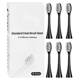 Paquete de 6 cabezales de repuesto para cepillo de dientes eléctrico Suri, color negro