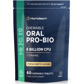 Oral Oral Flora Pro-bio 6 Billion CFU for Teeth and Gums 7 Varieties for Probiotics Oral Flora 60 Oral Vegan Tablets Mint Flavour Horbaach