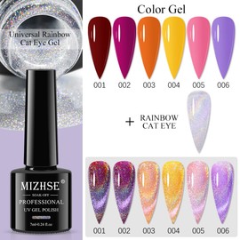 MIZHSE 10ml Universal Cat eye Gel Nail Polish Bright Silver UV Gel Nail Polish Glitter Nail Art Varnish with Magnetic (Rainbow cat eye)